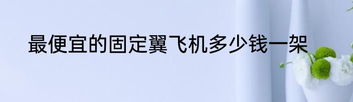最便宜的固定翼飞机多少钱一架