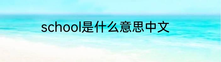 school是什么意思中文