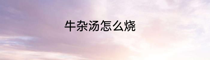 牛杂汤怎么烧