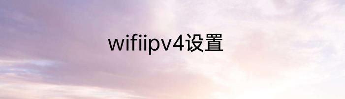wifiipv4设置
