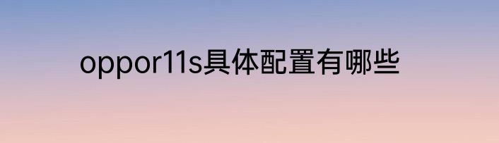 oppor11s具体配置有哪些