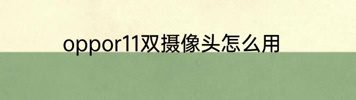 oppor11双摄像头怎么用