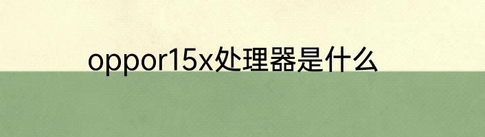 oppor15x处理器是什么