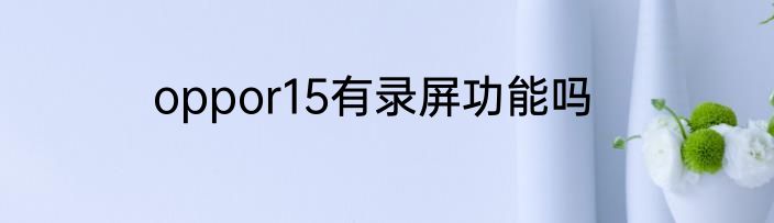 oppor15有录屏功能吗