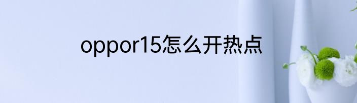 oppor15怎么开热点