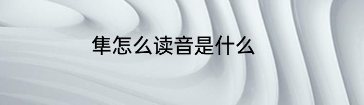 隼怎么读音是什么