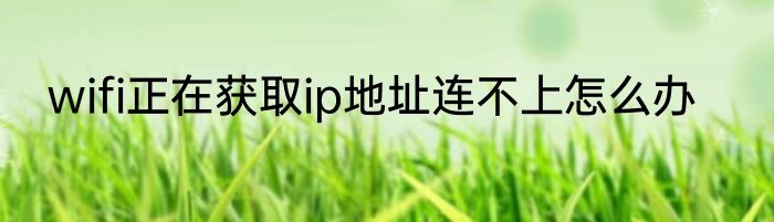 wifi正在获取ip地址连不上怎么办