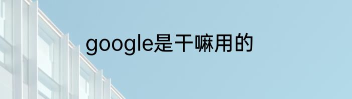 google是干嘛用的