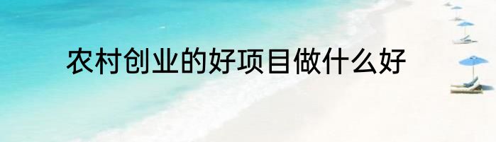 农村创业的好项目做什么好