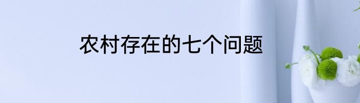 农村存在的七个问题