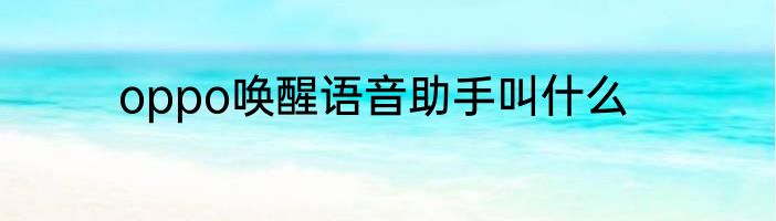oppo唤醒语音助手叫什么