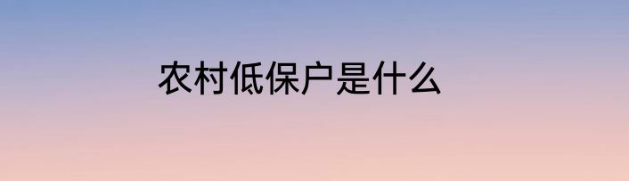 农村低保户是什么
