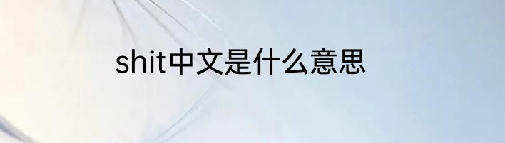 shit中文是什么意思