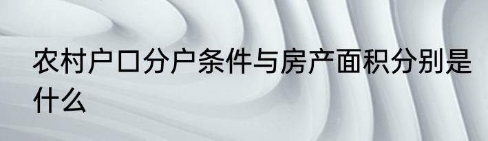 农村户口分户条件与房产面积分别是什么