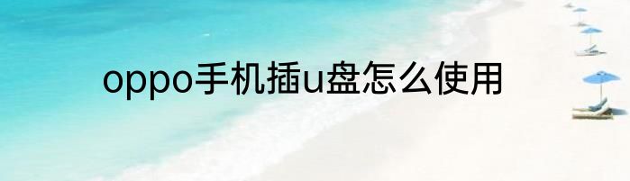 oppo手机插u盘怎么使用