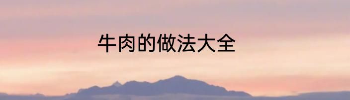 牛肉的做法大全