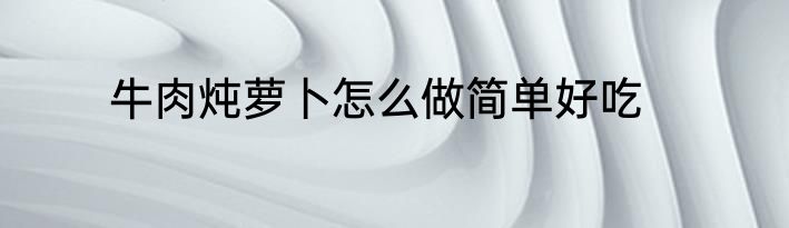 牛肉炖萝卜怎么做简单好吃