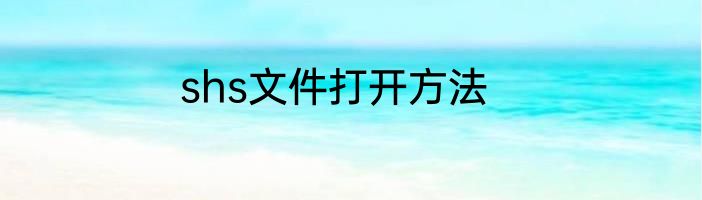 shs文件打开方法