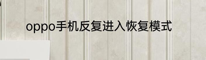 oppo手机反复进入恢复模式