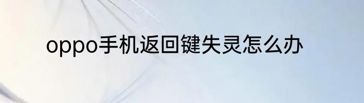 oppo手机返回键失灵怎么办