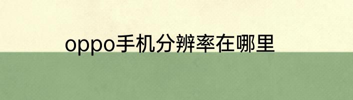 oppo手机分辨率在哪里
