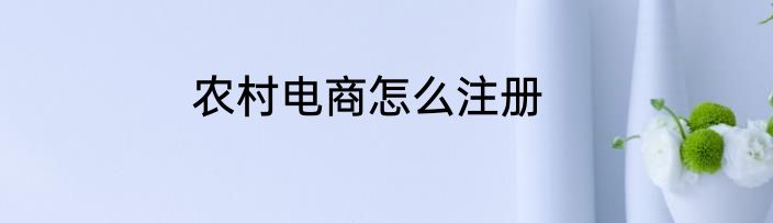 农村电商怎么注册