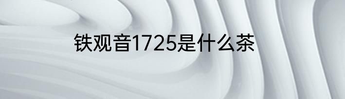 铁观音1725是什么茶