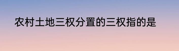 农村土地三权分置的三权指的是
