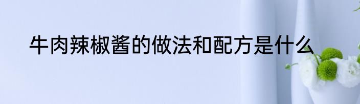 牛肉辣椒酱的做法和配方是什么