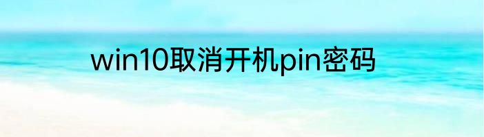 win10取消开机pin密码