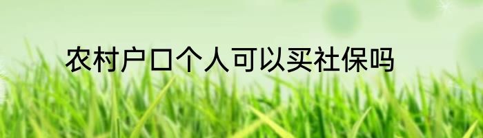 农村户口个人可以买社保吗