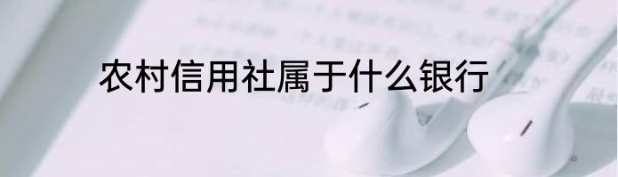农村信用社属于什么银行