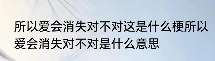 所以爱会消失对不对这是什么梗所以爱会消失对不对是什么意思