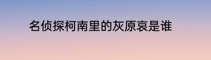 名侦探柯南里的灰原哀是谁