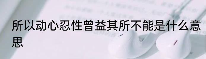 所以动心忍性曾益其所不能是什么意思