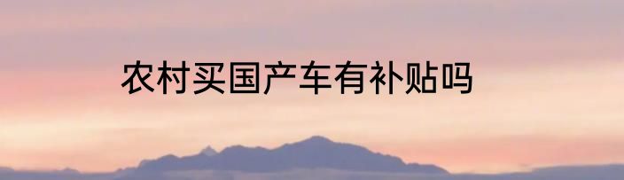农村买国产车有补贴吗