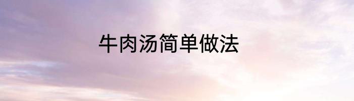 牛肉汤简单做法