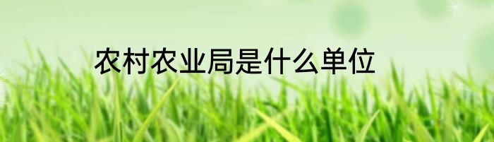 农村农业局是什么单位
