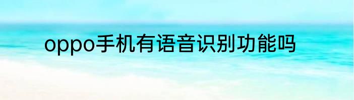 oppo手机有语音识别功能吗