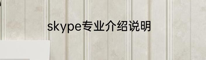 skype专业介绍说明