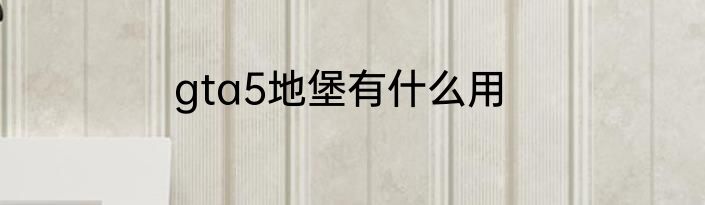 gta5地堡有什么用