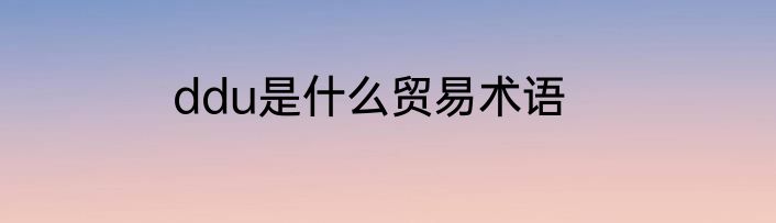 ddu是什么贸易术语