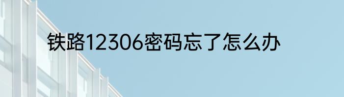铁路12306密码忘了怎么办