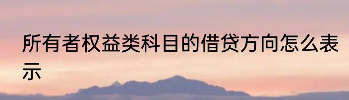 所有者权益类科目的借贷方向怎么表示