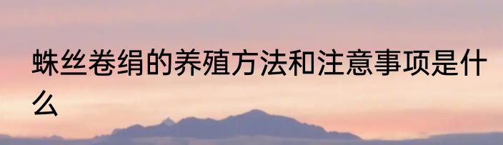 蛛丝卷绢的养殖方法和注意事项是什么