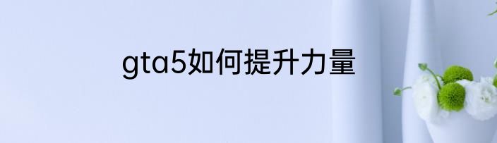 gta5如何提升力量