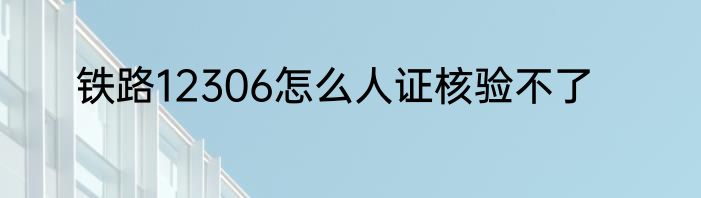 铁路12306怎么人证核验不了