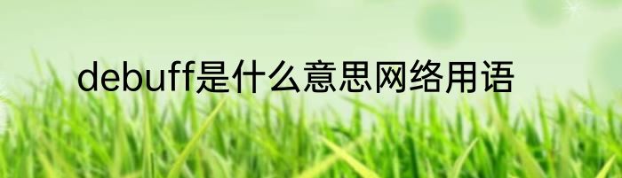 debuff是什么意思网络用语