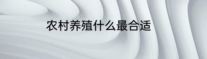 农村养殖什么最合适