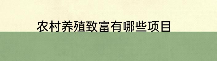 农村养殖致富有哪些项目